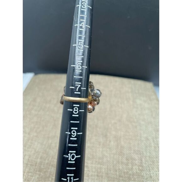 Vintage Beaded Wire Wrapped Pearl Mixed Beaded Cluster Ring Adjustable Sz 7.5 - Picture 5 of 8